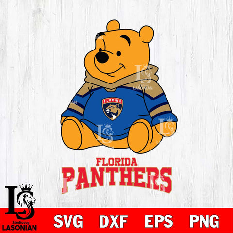 Florida Panthers Winnie The Pooh NHL Hockey SVG DXF EPS PNG FILE,NHL File Cut,Disney Digital Download,Instant Download, Silhouette