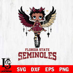 Florida State Seminoles Anglel Black Fan Girl Betty Boop, Svg Eps Dxf Png File, Digital Download
