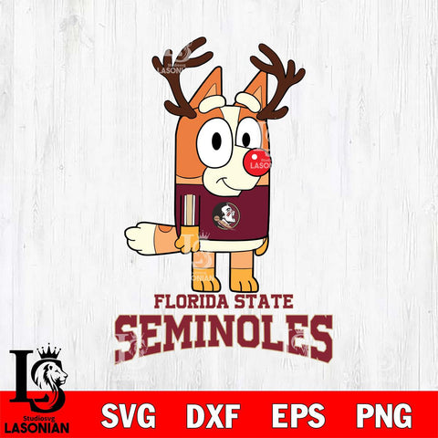 Florida State Seminoles Bluey Chilli Christmas Deer Svg Eps Dxf Png File, Digital Download