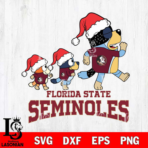 Florida State Seminoles Bluey Family Christmas Svg Eps Dxf Png File, Digital Download
