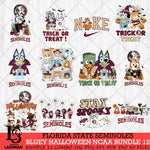 Florida State Seminoles Bluey Halloween NCAA 12 SVG Eps Dxf Png File, Bundle NCAA svg, Digital Download, Instant Download