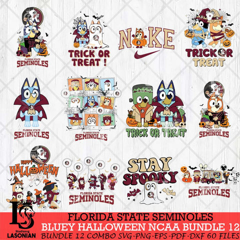 Florida State Seminoles Bluey Halloween NCAA 12 SVG Eps Dxf Png File, Bundle NCAA svg, Digital Download, Instant Download