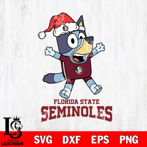 Florida State Seminoles Bluey Happy Christmas Svg Eps Dxf Png File, Digital Download