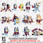 Florida State Seminoles Bluey NCAA Bundle 12 Svg Eps Dxf Png File, Digital Download, Instant Download