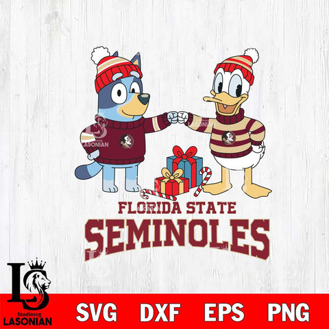 Florida State Seminoles Bluey With Donald Duck Christmas File Cut, NCAA SVG DXF EPS PNG FILE, Digital Download,Instant Download, Silhouette