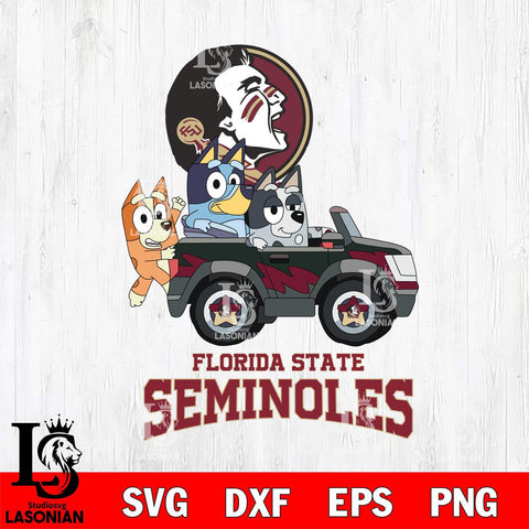 Florida State Seminoles Bluey friends car Svg Eps Dxf Png File, NCAA svg, Digital Download, Instant Download