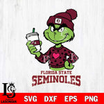 Florida State Seminoles Boujee Grinch Heart Christmas Cut Files Cricut, Svg Dxf Eps Png file, Digital download , Silhouette