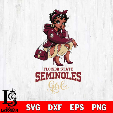 Florida State Seminoles Fashion Black Fan Girl Betty Boop, Svg Eps Dxf Png File, Digital Download