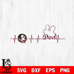 Florida State Seminoles Father Heart Beat Svg Eps Dxf Png File, Digital Download, Instant Download