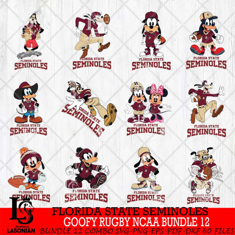 Florida State Seminoles Goofy Rugby Disney NCAA Bundle 12 SVG DXF EPS PNG FILE,NCAA bundle svg ,Football Digital Download,Instant Download, Silhouette