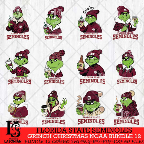 Florida State Seminoles Grinch Christmas NCAA Bundle 12 Svg Eps Dxf Png File,Cricut files, Digital Download, Instant Download