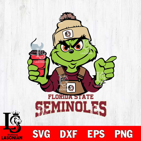 Florida State Seminoles Grinch with coffee Svg Eps Dxf Png File, Digital Download, Instant Download