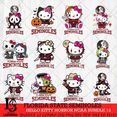 Florida State Seminoles Hello Kitty Horror NCAA Bundle 12 SVG Svg Eps Dxf Png File, Digital Download