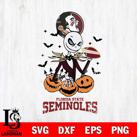 Florida State Seminoles Jack Skellington 2 halloween Svg Eps Dxf Png File, NCAA svg, Digital Download, Instant Download