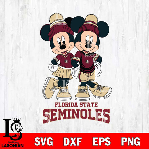 Florida State Seminoles Mickey And Minnie Mouse Football Svg Eps Dxf Png File, NCAA svg , File Cut , Digital Download , Instant Download, Cut Svg Files