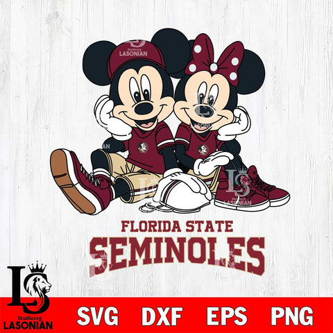 Florida State Seminoles Mickey Minnie Mouse Football Sit Svg Eps Dxf Png File, NCAA svg , File Cut , Digital Download , Instant Download, Cut Svg Files