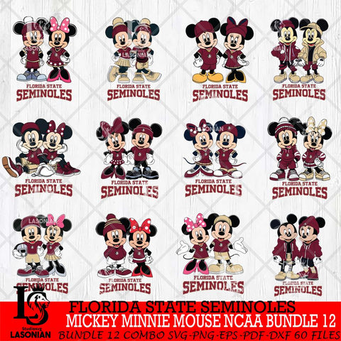 Florida State Seminoles Mickey Minnie Mouse NCAA Bundle 12 Svg Eps Dxf Png File, Bundle NCAA svg , File Cut , Digital Download , Instant Download, Cut Svg Files