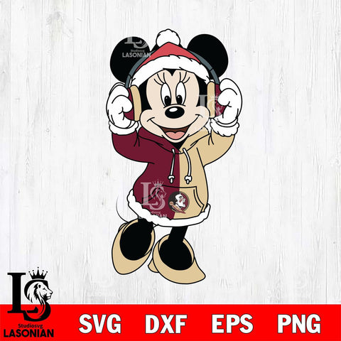 Florida State Seminoles Minnie Mouse Disney Football Christmas File Cut, NCAA SVG DXF EPS PNG FILE, Digital Download , Criucut , Silhouette