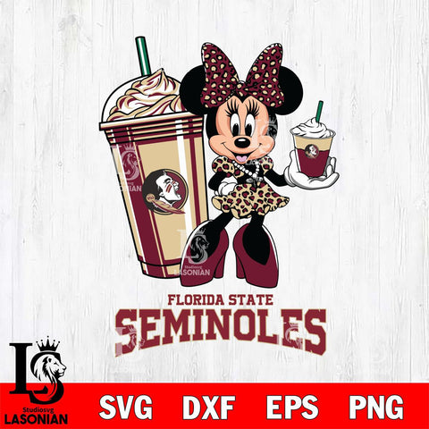 Florida State Seminoles Minnie Mouse Fan And Coffee Svg Eps Dxf Png File, Digital Download, Instant Download