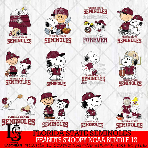 Florida State Seminoles Peanuts Snoopy Player NCAA Bundle 12 SVG DXF EPS PNG FILE,Snoopy File Cut, bundle NCAA Digital Download,Instant Download, Silhouette