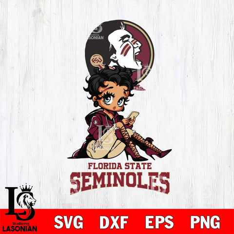 Florida State Seminoles Style Black Fan Girl Betty Boop, Svg Eps Dxf Png File, Digital Download