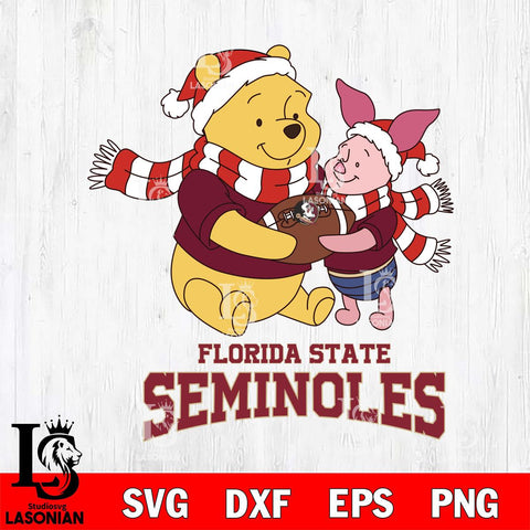 Florida State Seminoles Winnie the Pooh & Piglet Football Cricut,Christmas SVG DXF EPS PNG FILE, NCAA Digital Download,Instant Download, Silhouette