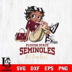 Florida State Seminoles #1 Black Fan Girl Betty Boop, Svg Eps Dxf Png File, Digital Download