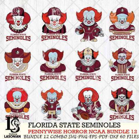 Florida State Seminoles  Pennywise Horror NCAA Bundle 12 SVG Svg Eps Dxf Png File, Digital Download