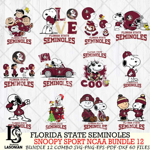 Florida State Seminoles  Snoopy NCAA Bundle 12 SVG Svg Eps Dxf Png File, Digital Download