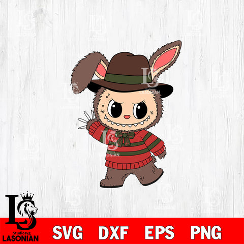 Freddy Krueger Labubu Horror Killer SVG DXF EPS PNG FILE, Halloween File Cut, Digital Download,Instant Download, Silhouette, Cricut