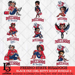 Fresno State Bulldogs Black Fan Girl Betty Boop Bundle 9, Svg Eps Dxf Png File, Digital Download