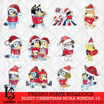 Fresno State Bulldogs Bluey Christmas NCAA Bundle 12 SVG Eps Dxf Png File, Digital Download, Instant Download