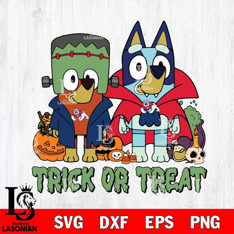 Fresno State Bulldogs Bluey Halloween Trick or Treat Svg Eps Dxf Png File, Digital Download, Instant Download