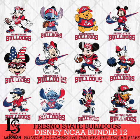 Fresno State Bulldogs Disney NCAA Bundle Svg PNG 12 Svg Eps Dxf Png File, Digital Download