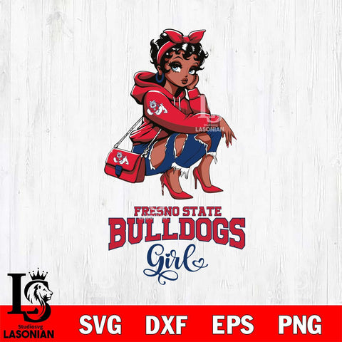 Fresno State Bulldogs Fashion Black Fan Girl Betty Boop, Svg Eps Dxf Png File, Digital Download