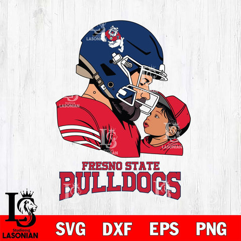Fresno State Bulldogs Father And Child Rugby SVG DXF EPS PNG FILE,NCAA SVG, Father day Digital Download,Instant Download, Silhouette