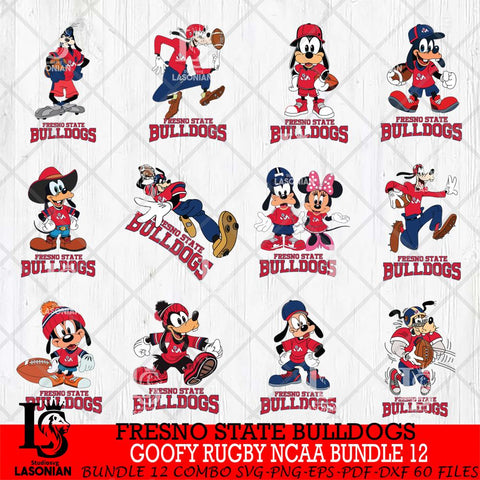 Fresno State Bulldogs Goofy Rugby Disney NCAA Bundle 12 SVG DXF EPS PNG FILE,NCAA bundle svg ,Football Digital Download,Instant Download, Silhouette