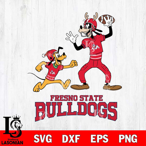 Fresno State Bulldogs Goofy & Pluto Football Cricut,Christmas SVG DXF EPS PNG FILE, NCAA Digital Download,Instant Download, Silhouette