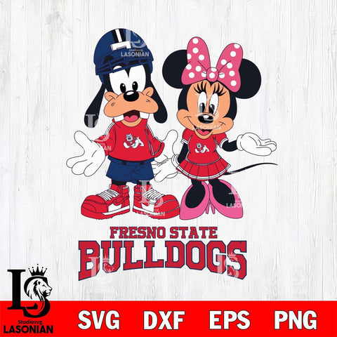 Fresno State Bulldogs Goofy and Minnie mouse Football SVG DXF EPS PNG FILE,NCAA svg ,Football Digital Download,Instant Download, Silhouette
