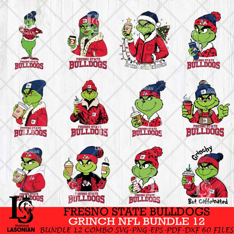 Fresno State Bulldogs Grinch NCAA Bundle 12 SVG Eps Dxf Png File, Digital Download, Instant Download