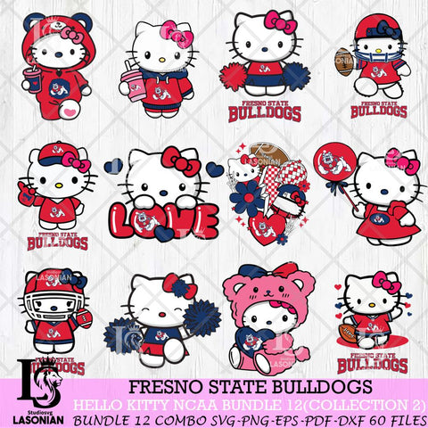 Fresno State Bulldogs Hello Kitty Bundle 12 SVG Svg Eps Dxf Png File, Digital Download, Instant Download