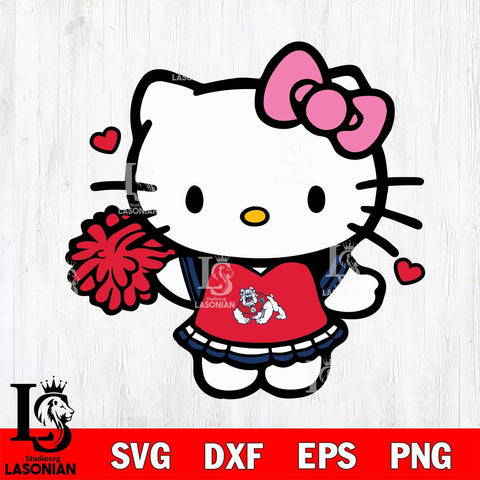 Fresno State Bulldogs Hello Kitty Cheerleader 6 Svg Eps Dxf Png File, Digital Download, Instant Download