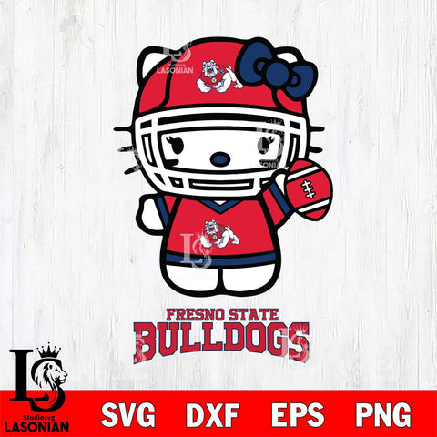Fresno State Bulldogs Hello Kitty NCAA 1 Svg Eps Dxf Png File, Digital Download, Instant Download