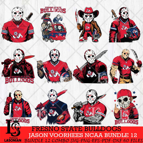 Fresno State Bulldogs Jason Voorhees Horror Bundle 12 SVG Eps Dxf Png File, bundle NCAA svg, Digital Download, Instant Download