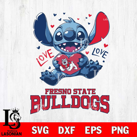 Fresno State Bulldogs Love Stitch, Svg Eps Dxf Png File, Digital Download