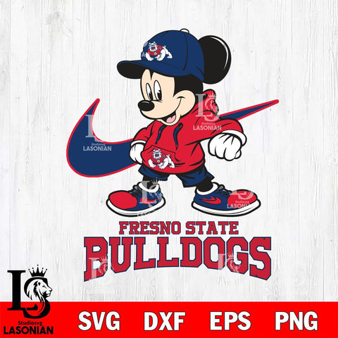 Fresno State Bulldogs Mickey Mouse NIKE, Svg Eps Dxf Png File, Digital Download