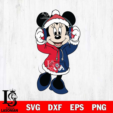 Fresno State Bulldogs Minnie Mouse Disney Football Christmas File Cut, NCAA SVG DXF EPS PNG FILE, Digital Download , Criucut , Silhouette