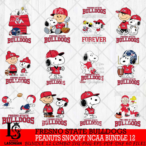 Fresno State Bulldogs Peanuts Snoopy Player NCAA Bundle 12 SVG DXF EPS PNG FILE,Snoopy File Cut, bundle NCAA Digital Download,Instant Download, Silhouette