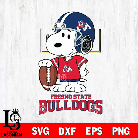 Fresno State Bulldogs Snoopy Player Football SVG DXF EPS PNG FILE,Snoopy File Cut, NCAA Digital Download,Instant Download,Christmas Silhouette