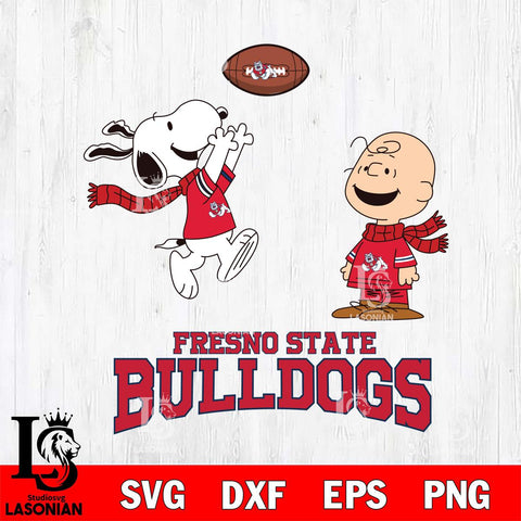 Fresno State Bulldogs Snoopy & Charlie Brown Football Cricut,Christmas SVG DXF EPS PNG FILE, NCAA Digital Download,Instant Download, Silhouette